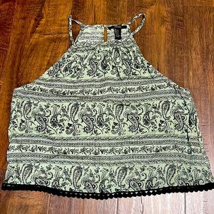 Forever 21 Olive Paisley Halter Top